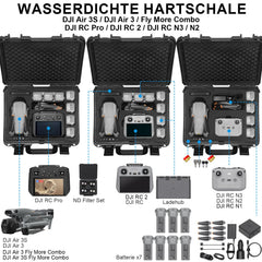 LEKUFEE Waterproof Carrying Case for DJI Air 3S/DJI Air 3 Fly More Combo/DJI RC N3/N2/DJI RC Pro/DJI RC 2 Remote Controller and DJI Air 3S Drone Accessories (Case Only)