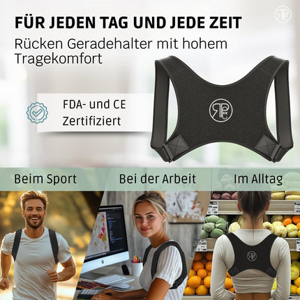 REPCO Back Straightener - High-quality adjustable posture corrector - Back support for an upright posture - Universal size (M - L) - Comfortable to wear - High-quality material