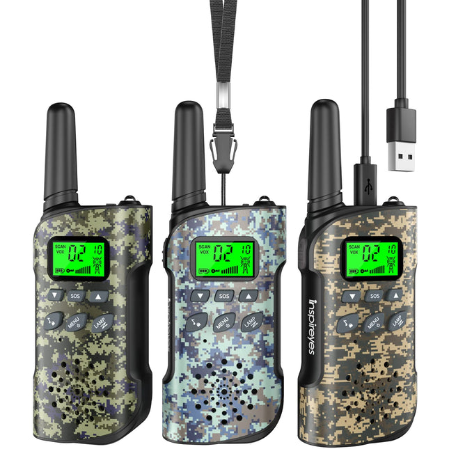 Inspireyes Walkie Talkie Kids Rechargeable, 48 Hours Working Time, 8 Channels 2-Way Radio, Gifts for Boys Girls, Outdoor Hiking Camping, 3-12 Year Old Toy