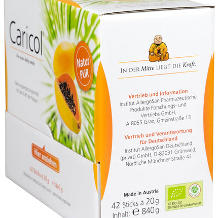 Caricol | 100% natural, organic ingredients | With papain | Easy to dose | 42 sticks of 20 g each (840 g)