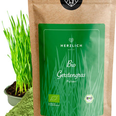 Organic Barley Grass Powder 500g | Finely ground barley grass powder | Certified organic quality | Perfect addition to smoothies, juices, golden milk, moon milk, etc. | Herzlich Natur
