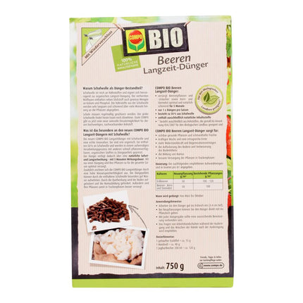 COMPO BIO Berry Long-Term Fertilizer for all berry plants, pome and stone fruit, 5 months long-term effect, 750 g, Berry Fertilizer