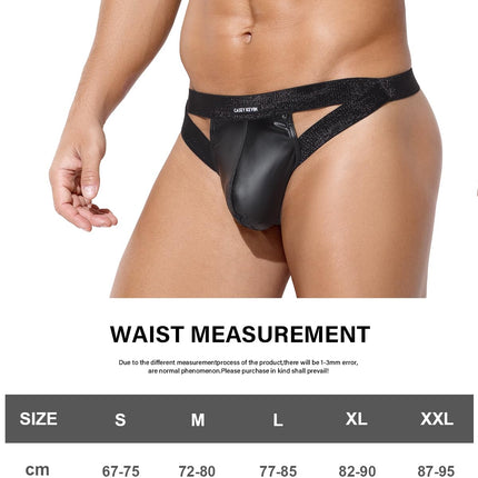 Casey Kevin String Thong Men PU Leather Underwear Men's Briefs Thong Low Rise T-Back G-String Underpants