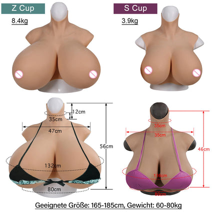 QIAOYIQIAO 4th Generation S-Cup Z-Cup Large Cup Realistic Silicone Breast Form False Boobs for Cosplay Crossdresser Transgender (Color 1, Z Cup)