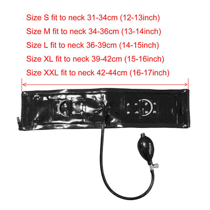 GREEFEI Latex Rubber Inflatable Choker Back Zipper,Latex Cosplay Collar Costume Choker XXXL