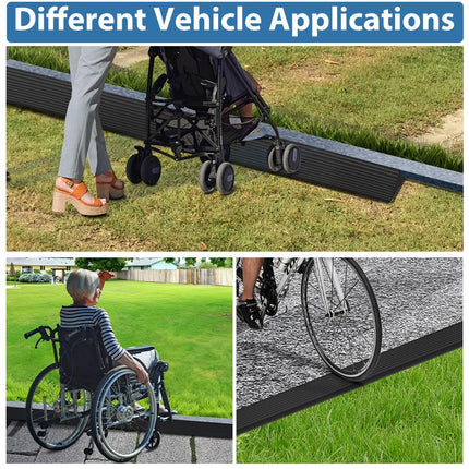 100x6.5x2.5CM threshold ramp, door threshold ramps, PVC wheelchair ramp, non-slip surface, rubber ramp, threshold ramp for wheelchairs, strollers, walkers or e-scooters (gray, 2.5)