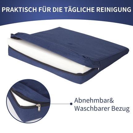 Wedge cushion - wedge cushion chair - wedge cushion car - seat cushion - seat wedge cushion - with removable cover, polyester, color: navy blue