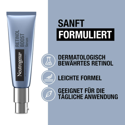 Neutrogena Retinol Boost Serum (30 ml), highly effective anti-aging facial serum with retinol, myrtle leaf extract &amp; hyaluronic acid, light facial care for younger-looking skin