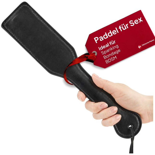 Obaie BDSM paddle for sex - Spanking paddle BDSM made of imitation leather by Sinful - 32 cm sex toy spanking BDSM paddle for couples, women &amp; men - black paddle sex SM - paddle sex SM