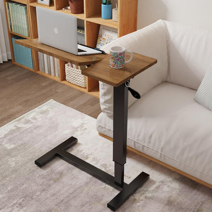 FATIVO Side Table Height Adjustable Overbed Table Foldable: 73.5-97 cm Nursing Table with Wheels Laptop Table with Tilting Desktop - Hospital Table Sofa Table for Living Room Bedroom 97x75.5x40.8 cm