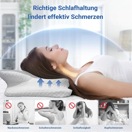 HotHands Memory Foam Pillow Ergonomic Orthopedic Pillow, Pillow for Side, Back, and Stomach Sleepers to Relieve Pain and Improve Sleep Quality, 62x41x13/11cm
