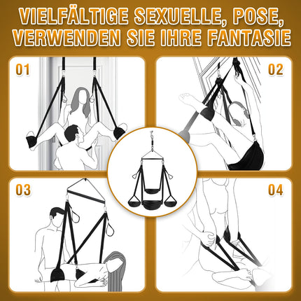 Love swing for the ceiling with leather seat - Deluxe Love Swing &amp; Bondage Restraint Set for couples - Erotic accessories, load capacity up to 360 kg