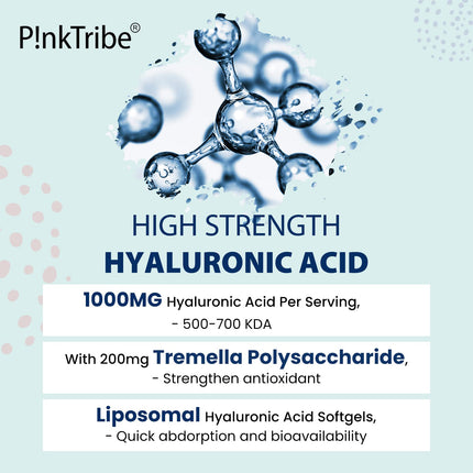Liposomal Hyaluronic Acid Capsules - High Dose with 1200mg Hyaluronic Acid, High Molecular Weight Hyaluronic Acid (500-700 kDa), Free from Additives, 60 Capsules (2 Pack)