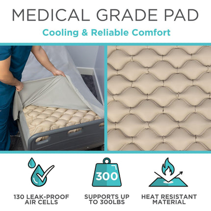 Alternating Pressure Mattress by Vive - Includes Electric Pump &amp; Mattress Pad - Best Inflatable Bed Pad for Pressure Ulcer and Pressure Sore Treatment - Fits Standard Hospital Beds