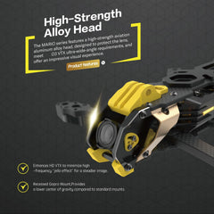 Speedybee Mario 5 O4 DC Advanced 5-inch FPV Drone Frame – 226mm Wheelbase, Lightweight Design, CNC Aluminum Head, Compatible with DJI O4 PRO/O3 Air Unit &amp; Analog VTX, Ideal for Cine &amp; Freestyle