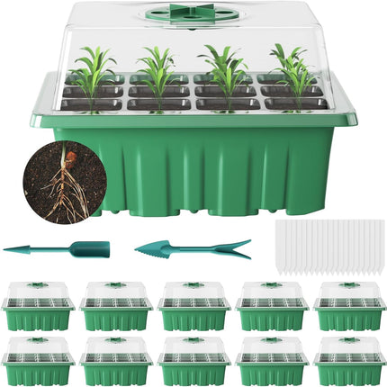 Estefanlo seed trays with lids, 10 pieces, seed tray for plants, thickened seed station
