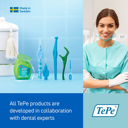 TePe Interdental Brushes, Original, Blue, 0.6 mm/ISO 3, 20 pcs., Plaque removal, efficient cleaning of the spaces between teeth, for medium-sized gaps