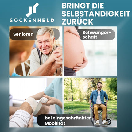 SOCKENHELD® 2-in-1 Premium Stocking Aid – with hanging pocket for extra protection &amp; hygiene – Comfort drawstrings – Ideal for seniors, pregnant women &amp; those with limited mobility – 23 cm