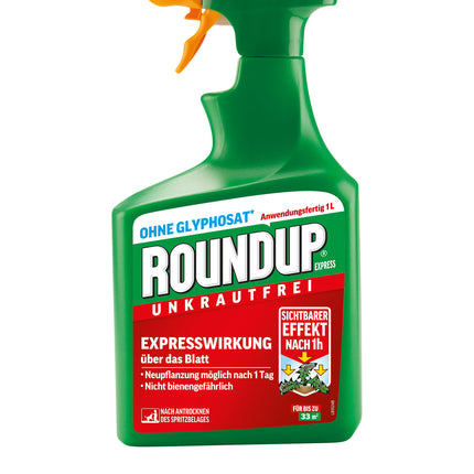 Roundup Weed Free Express, 1 liter spray bottle, weed killer, for controlling weeds, grasses and moss