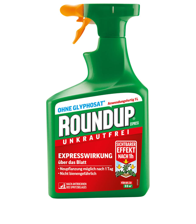 Roundup Weed Free Express, 1 liter spray bottle, weed killer, for controlling weeds, grasses and moss
