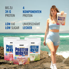 Weider - Protein 80 Plus - 4-component protein powder - High protein content with 80% protein - Creamy shakes with calcium &amp; vitamin B6 - 500g - Vanilla