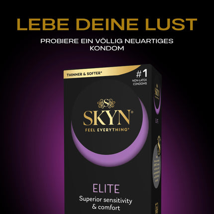 SKYN Elite Condoms, Latex-Free, Skynfeel, Male Condoms, Regular Size, Ultra-Thin and Soft Condoms, Smooth Straight Shape, 53 mm Wide, 100 Count