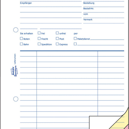 AVERY Zweckform 721 delivery notes (DIN A5, with 2 sheets of blue paper, with receipt, checked by legal experts, suitable for Germany and Austria, 3 x 50 sheets) white, yellow, pink