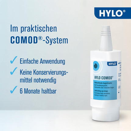 HYLO COMOD eye drops for dry eyes with hyaluronic acid, double pack 2x10 ml