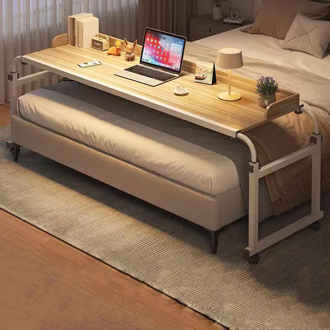 ZHFASDS Mobility Table Over the Bed, Height and Width Adjustable Rolling Laptop Desk Rolling Medical Table Over Bed Computer Table with Wheels Overbed Desk (Color: Wood)