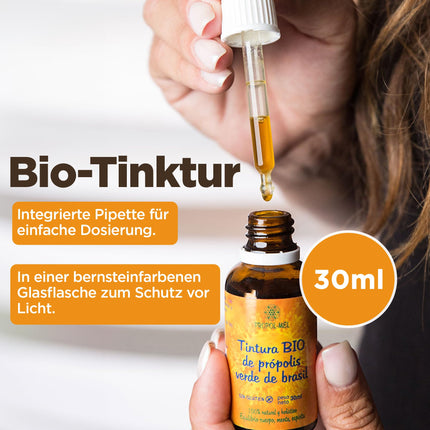 Brazilian Green Propolis Liquid Extract 30 ml – Organic. Mother Tincture. 100% natural, gluten-free, 25% w/v.
