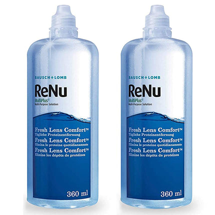 Bausch + Lomb ReNu MultiPlus Combination Solution with Protein Remover - Contact Lens Cleaner, Storage Solution, Soft Lenses, Twin Pack 2 x 360 ml