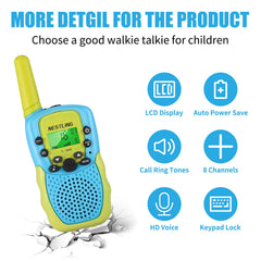 Nestling Walkie Talkies for Kids, 8 Channels 2-Way Radio Toy with Backlight, LCD Flashlight, 3KM Range for 3-12 Year Old Boys and Girls (Teal, 2 Pack)
