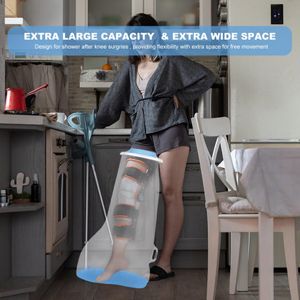 YUNCHI Shower Protector Leg Long Adult Anti Slip XL Cast Protector Waterproof Reusable Bandage Protector for Orthosis Blocks Fixator Thigh Knee Plaster Cast Bandages (Long Leg Protector XL)