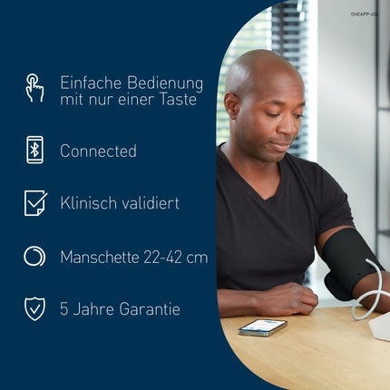 OMRON X2 Smart+ clinically validated upper arm blood pressure monitor with Bluetooth + free app, seal of approval from the German Hypertension League for accurate measurement results, universal cuff 22-42 cm