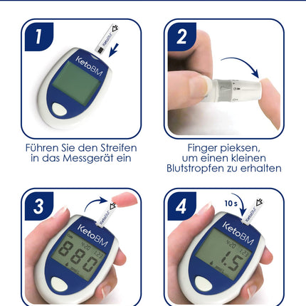 KetoBM Blood Ketone Meter Kit for Keto Diet Testing – Complete Ketone Testing Kit with Ketone Monitor, Keto Strips, Penetration Device &amp; Lancets