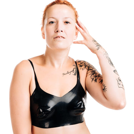 Rubberfashion Latex Bustier with Cups - molded - Latex Bra for women and ladies black 0.4mm M