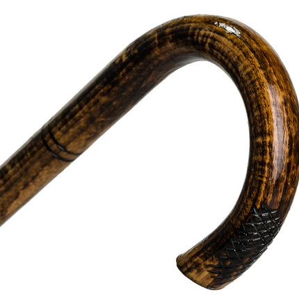 Walking stick for men and women Bend 89-92 cm - Handmade wooden walking stick with non-slip rubber
