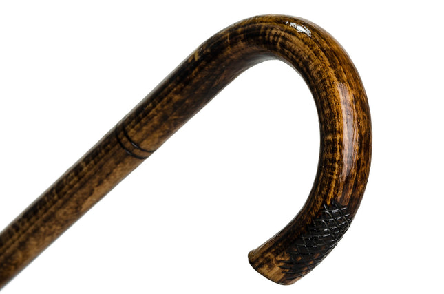 Walking stick for men and women Bend 89-92 cm - Handmade wooden walking stick with non-slip rubber