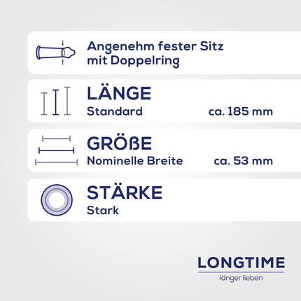 Ritex Longtime Condoms – longer love – with double ring for extra long lovemaking, 8 pieces, Made in Germany