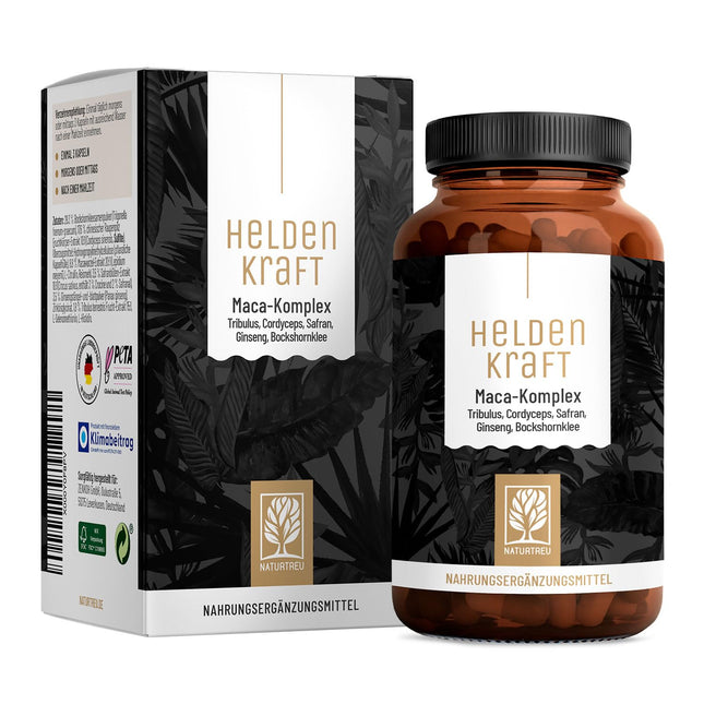 Maca capsules high-dose - Maca extract with Tribulus terrestris, Cordyceps, fenugreek, zinc, ginseng, saffron, selenium - 90 capsules