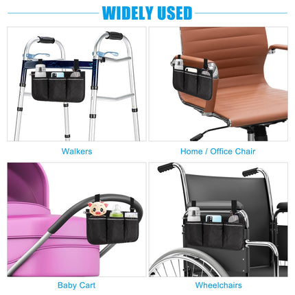 Wheelchair bag for armrest Wheelchair storage bag with 3 compartments and reflective armrest pocket for wheelchairs strollers