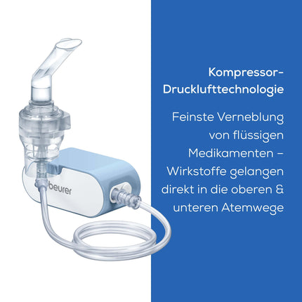 Beurer IH 60 Inhaler, quiet and portable inhaler with rechargeable battery, inhalation device for use in cases of colds, asthma and other respiratory diseases, blue