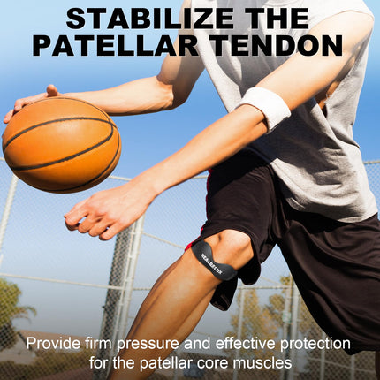 Healrecux Patellar Tendon Brace, Kneecap Brace Patella Knee Support for Football, Basketball, Running, Tennis, Tendonitis, Volleyball and Squats, Patellar Tendon Knee Support, Black