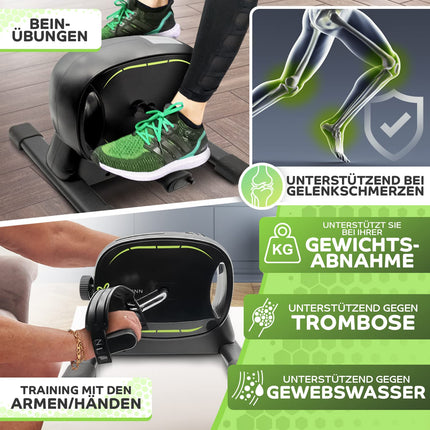New Tretmann Basic Pedal Trainer Set - extra stable &amp; quiet - including fastening strap - DEKRA tested - leg trainer for seniors exercise bike mini bike black green