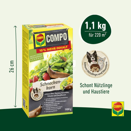 COMPO Slug Pellets - 1.1 kg - rainproof granules for slug control, suitable for organic farming