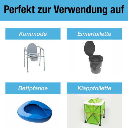 Tilcare Toilet Liners with Super Absorbent Liners 50 Pack - For Bedpans, Portable Toilets and Commode Chairs - Bucket Liners for Hospital &amp; Home - Absorbs up to 1000ml