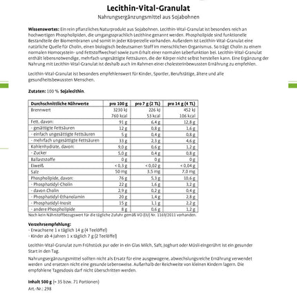 Sanct Bernhard Lecithin Vital Granules with polyunsaturated fatty acids, choline 500 g
