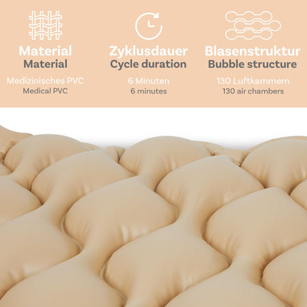 Pulox Anti-Decubitus Mattress ADM-130 - Alternating Pressure Mattress with Pump - Low Noise (20 dB) and Load Capacity up to 130 kg - Beige