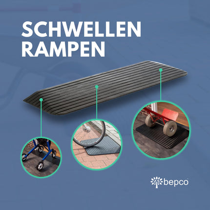 Bepco wheelchair ramp - door edge ramp - threshold ramp - rubber curb ramp - access ramp - door threshold ramp (10.3 x 90 x 61 cm)