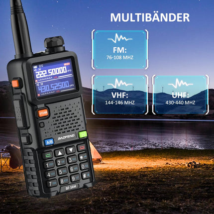 BAOFENG 5RM Dual Band Radio for UHF VHF Licensed Required Amateur Radio Powerful Handheld Radio Long Range 999 Channels FM Radio VOX DTMF Walkie Talkie with 2500mAh Battery